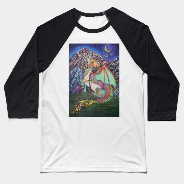 Colorful Dragon Baseball T-Shirt by fun chaos amy